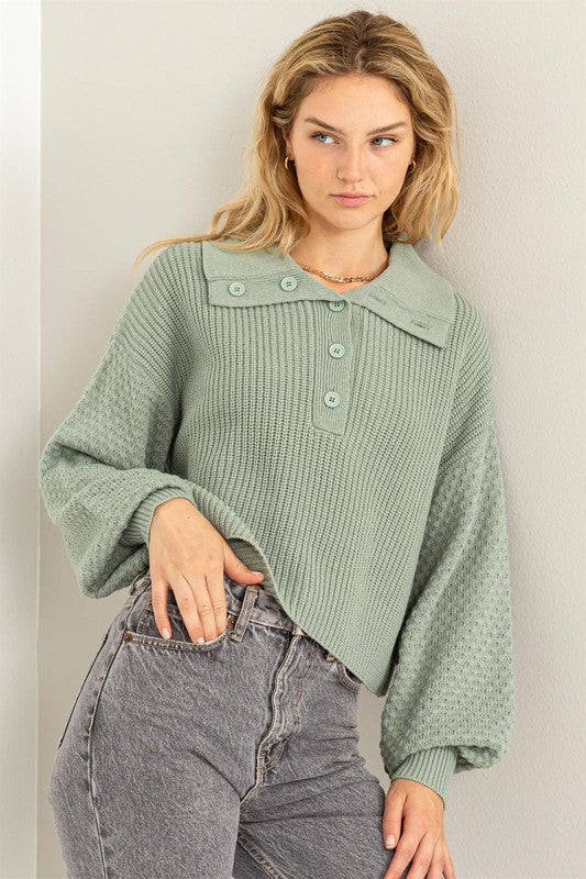 Women's Oversized Wide Collar Button Front Sweater