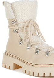 Women's Cozy Fleece & Faux Leather Winter Boots