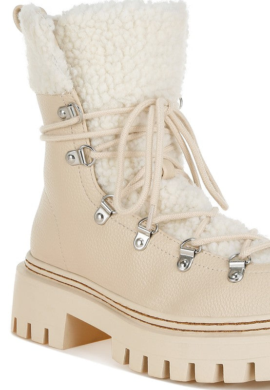 Women's Cozy Fleece & Faux Leather Winter Boots