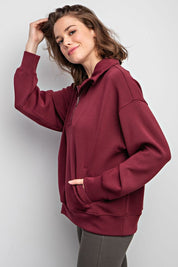 Women's Loose Fit Modal Poly Span Quarter Zip Pullover