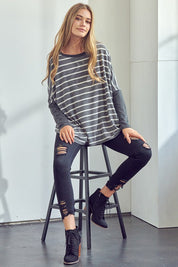 Women's Oversized Stripe Mix Tunic Top