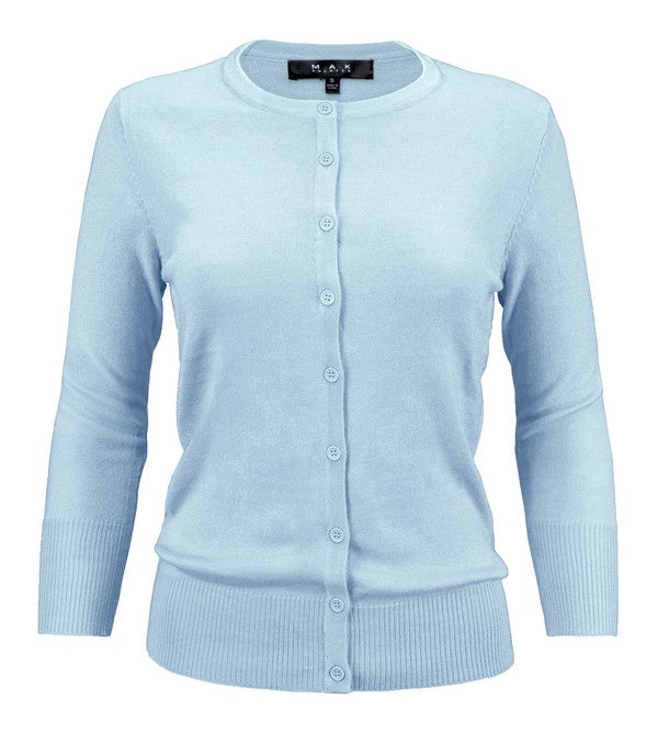 Women's Casual Crewneck Button Down Knit Cardigan Sweater