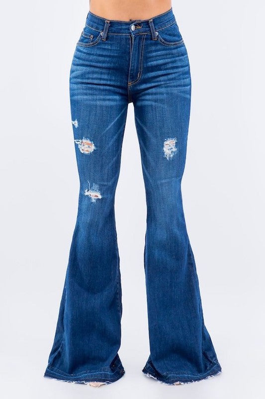 Women's High Rise Bell Bottom Jeans with 36" Inseam