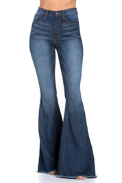 Women's High Rise Bell Bottom Jeans in Dark Wash