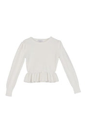 Women's Puff Sleeve Peplum Sweater Top