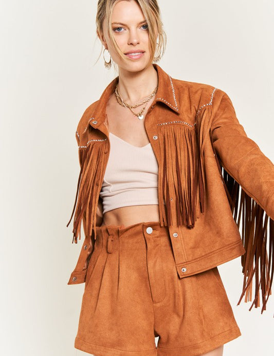 Suede studded fringe jacket JJO5009