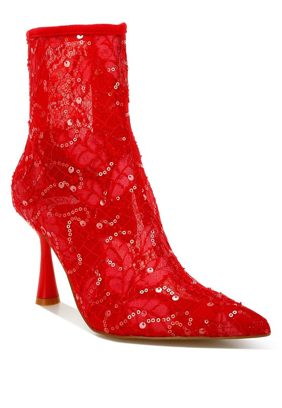 Women's Elegant Sequin Lace Boots for Special Occasions