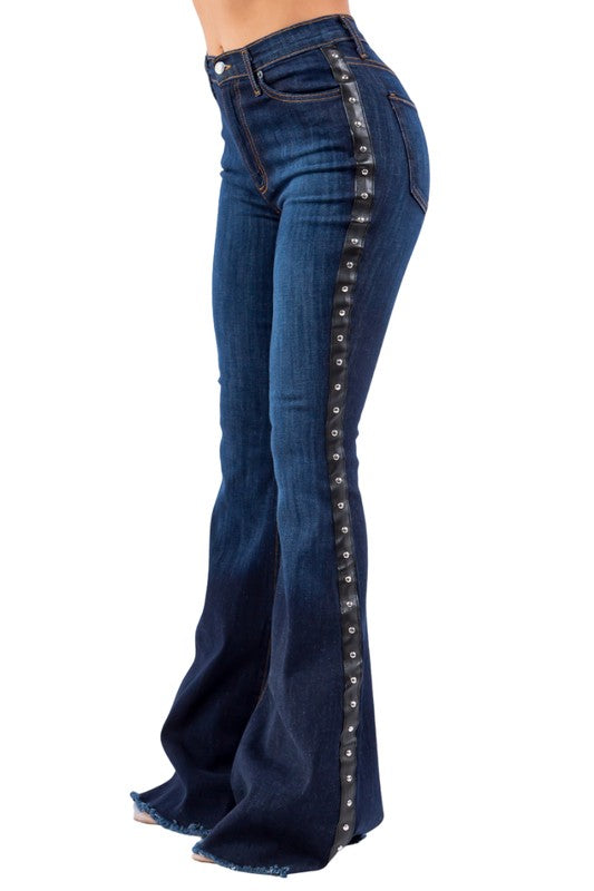 Women's High Stretch Dark Wash Bell Bottom Jeans