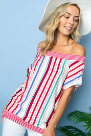 Women's Multi Stripe Off Shoulder Top