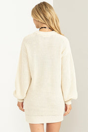 Women's Cozy Cable-Knit Ribbed Mini Sweater Dress