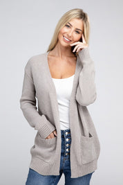 Women's Relaxed Melange Open Front Sweater Cardigan