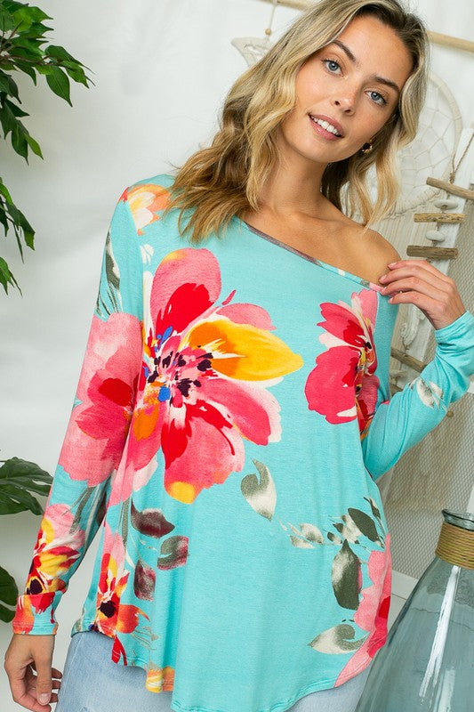 Women's Floral One Shoulder Top