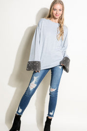 Women's Casual Faux Fur Pearls Sweatshirt