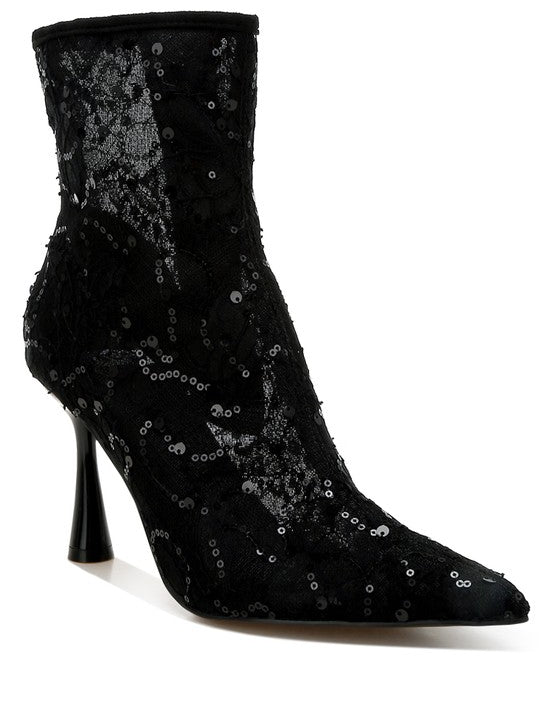 Women's Elegant Sequin Lace Boots for Special Occasions