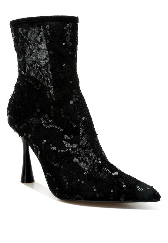 Women's Elegant Sequin Lace Boots for Special Occasions