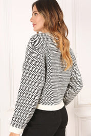 Women's Casual Herringbone Pattern Crew Neck Sweater