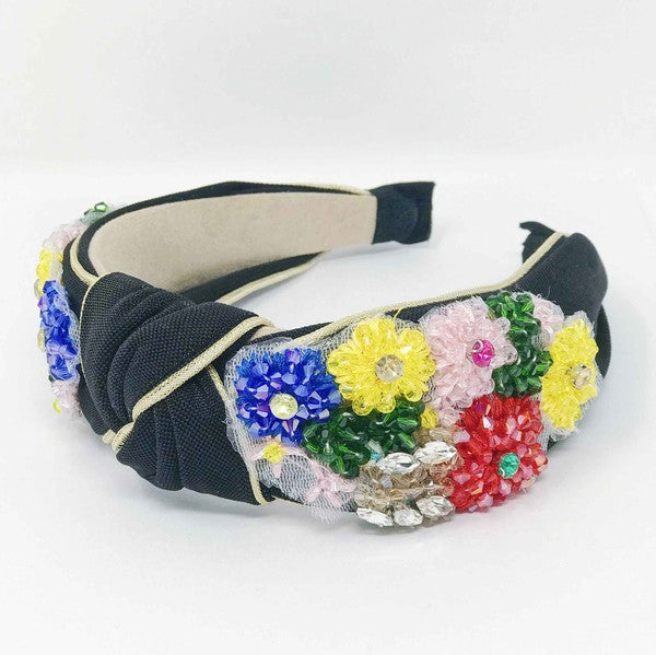 Women's Beaded Flower Luxe Headband