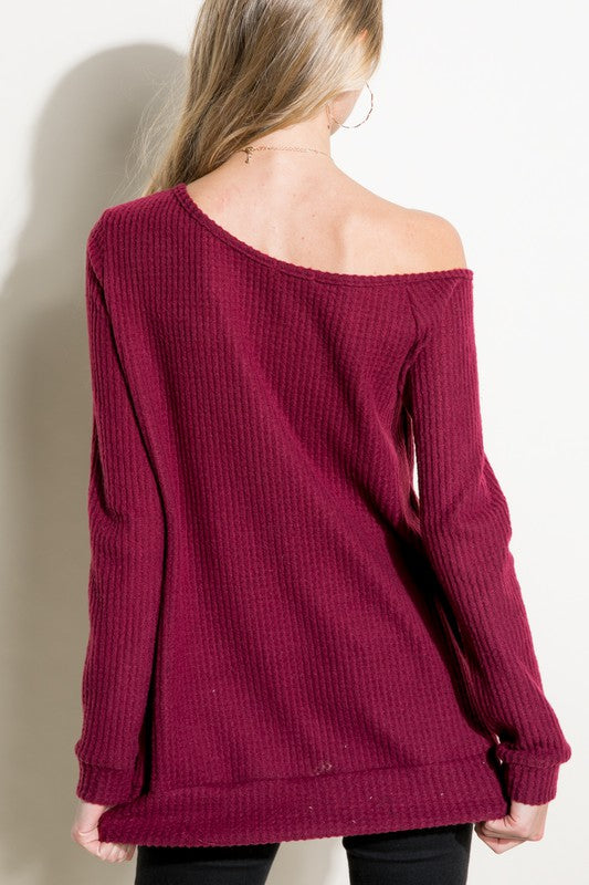 Women's Casual Solid One Shoulder Long Sleeve Top