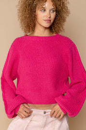 Women's Oversized Round-Neck Acrylic Sweater