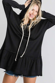 Women's Long Sleeve Peplum Hoodie Tunic