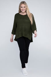 Plus Size Women's Cozy Crew Neck Knit Sweater