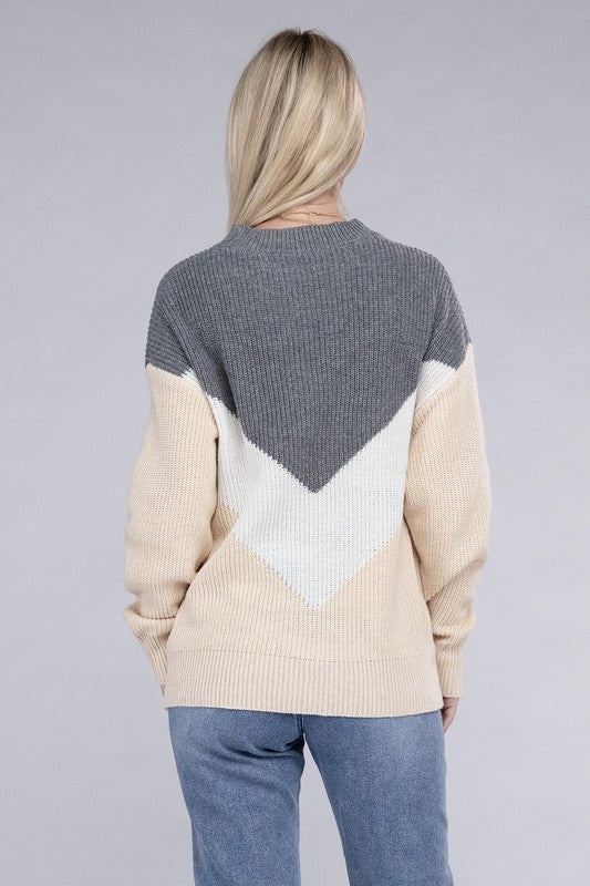 Women's Colorblock Drop Shoulder Sweater