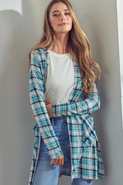 Women's Casual Plaid Long Cardigan