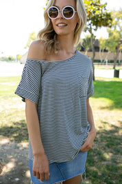 Women's Pin Stripe One Shoulder Boxy Top