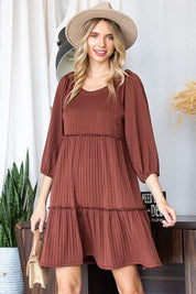 Women's Casual Midi Tiered Ruffle Dress