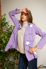 Women's Relaxed Fit Star Printed Military Jacket