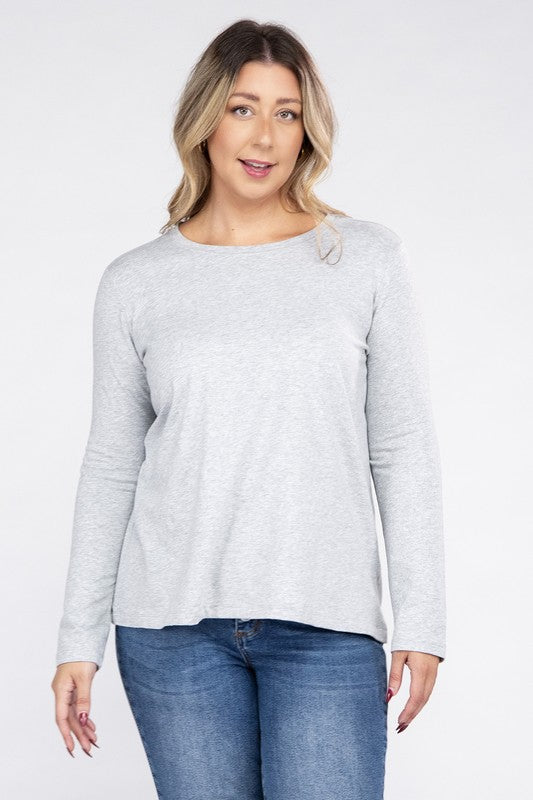 Women's Relaxed Fit Plus Cotton Long Sleeve T-Shirt