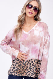 Women's Plus Loose Fit Tie Dye Cheetah Boxy Top