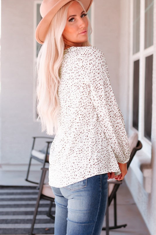 Women's Leopard Print Long Sleeve Blouse