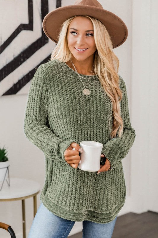 Women's Long Sleeve Cable Knit Pullover Sweater