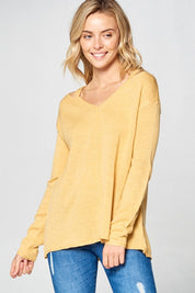 Women's Casual Loose Fit V Neck Cold Shoulder Sweater