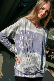 Women's Loose Fit Tie Dye Print Bamboo Sweatshirt