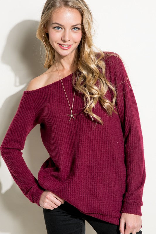 Women's Casual Solid One Shoulder Long Sleeve Top