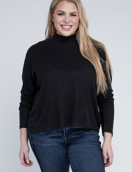 Plus Drop Shoulder Long Sleeve Top