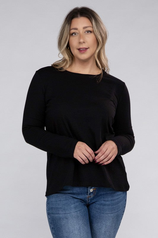 Women's Relaxed Fit Plus Cotton Long Sleeve T-Shirt