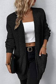 Women's Open Front Waffle Knit Cardigan