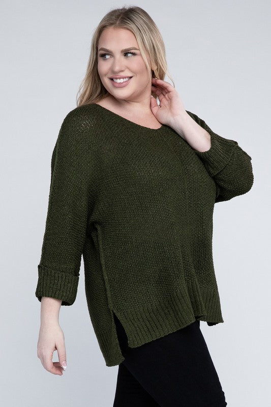 Plus Size Women's Cozy Crew Neck Knit Sweater