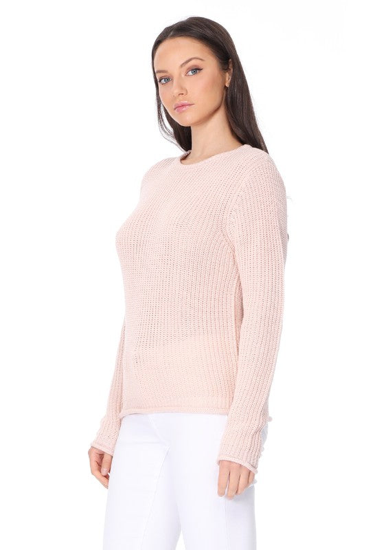 Women's Lightweight Waffle Knit Long Sleeve Sweater Top