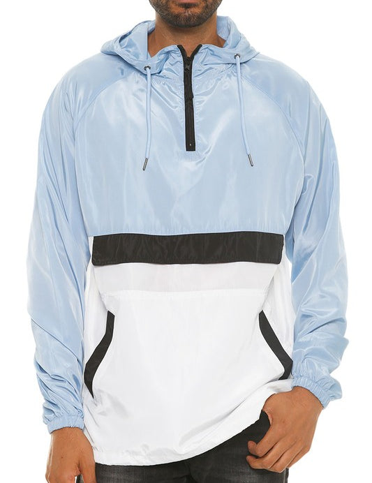 Men's Color Block Windbreaker Anorak Jacket