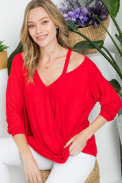 Women's Sexy Solid Crossover Blouses Top