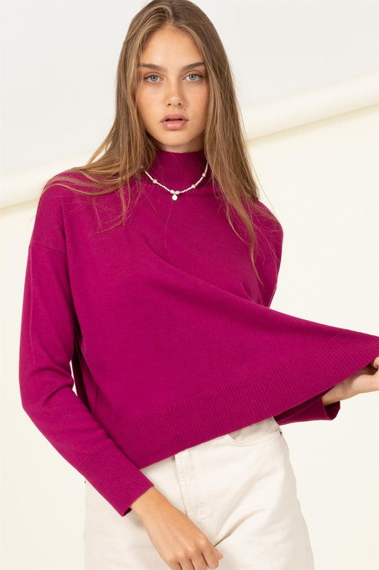 Women's Cozy High-Neckline Relaxed Sweater