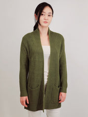 Women's Cozy Open Front Waffle Knit Cardigan with Pockets