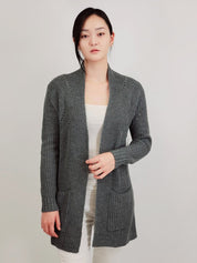 Women's Cozy Open Front Waffle Knit Cardigan with Pockets