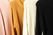 Women's Cozy Puff Bell Sleeve Waffle Knit Sweater Top