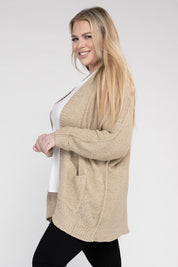 Women's Plus Size Ribbed Knit Oversized Cardigan