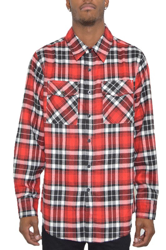 Men's Regular Fit Checker Plaid Flannel Shirt